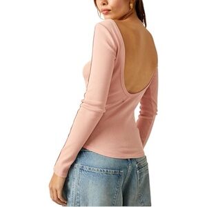 Free People We The Free Unapologetic Long Sleeve size Small Low Back Rose Blush